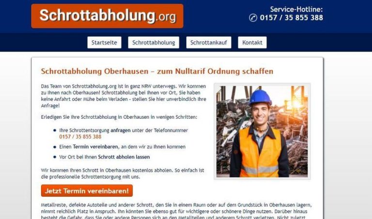 Schrottabholung Oberhausen: einfach und unkompliziert
